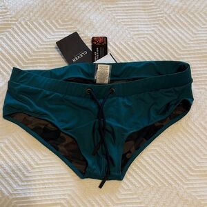 Clever Men’s Teal Swim Brief with Camo Liner - XL